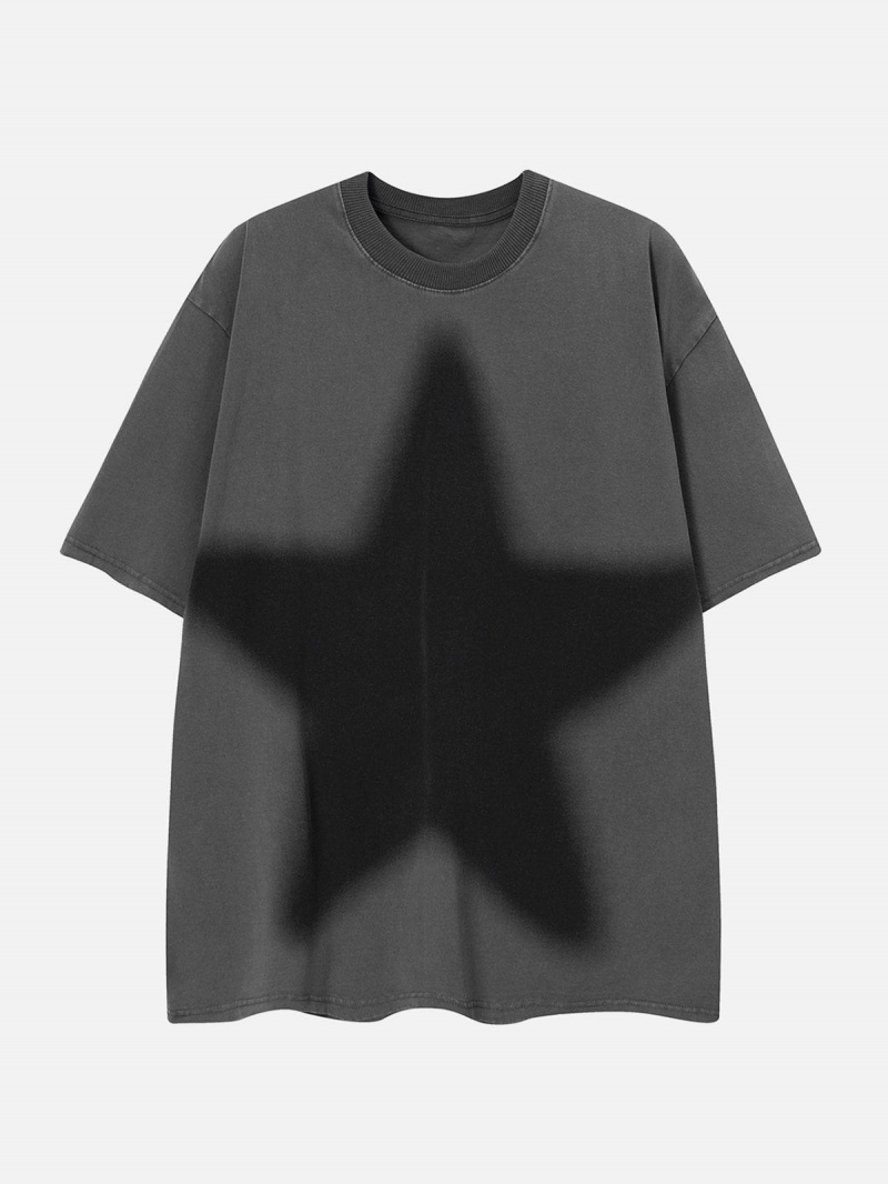 Noir  T Shirts Aelfric Eden Star Print Washed Tee - RPJ-3192912